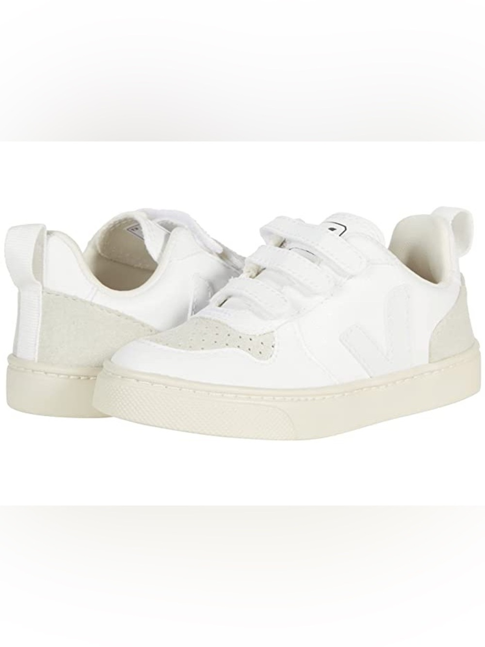NEW Veja Kids' V-10 Velcro Trainers - White Natural 9 UK / 9.5 US $110
